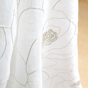 Льняной тюль вышивка с люрексом (белые розы)