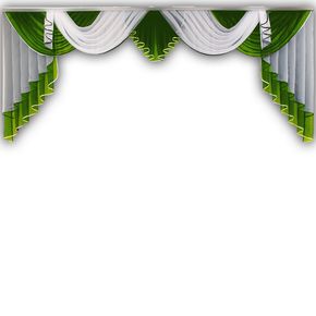 Ламбрекен из вуали 34 (зеленый с белым)